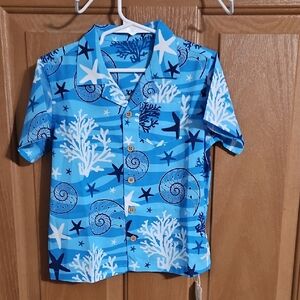 Blue Ocean Adventure Kids Button Down Shirt By Angel Season